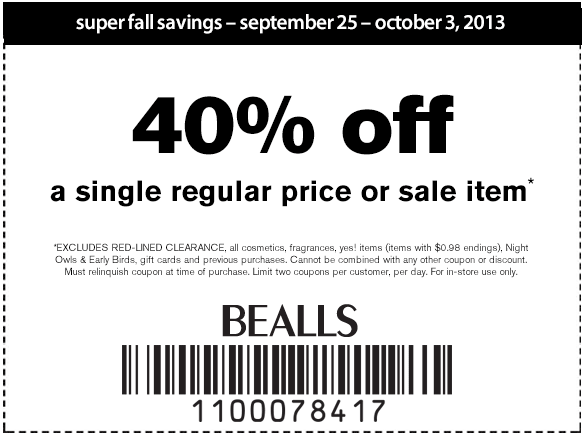 Shoppers looking for Bealls Florida also liked these coupons Complete list of all Bealls Coupons for December guaranteed! 25% off Your Purchase at Bealls, Take 20% off at Bealls, Take 20% off Sitewide at Bealls, 4/5(1).